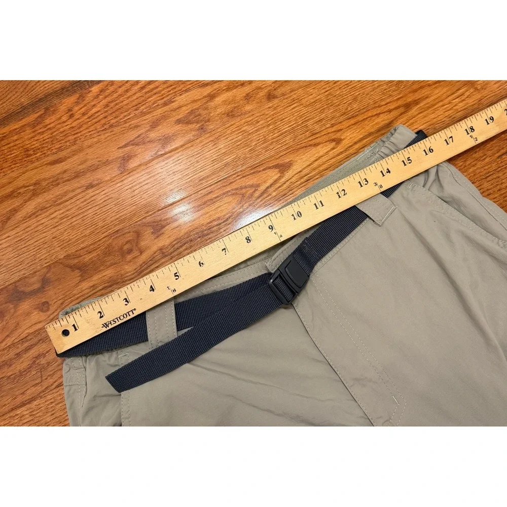 Columbia Convertible Cargo Pants Mens 34x32 Tan Hiking Outdoor Nylon Belted